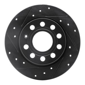 Audi A3 Brake Rotor (1) - Rear Left - R1 Concepts - Drilled & Slotted - Black - `10-`19